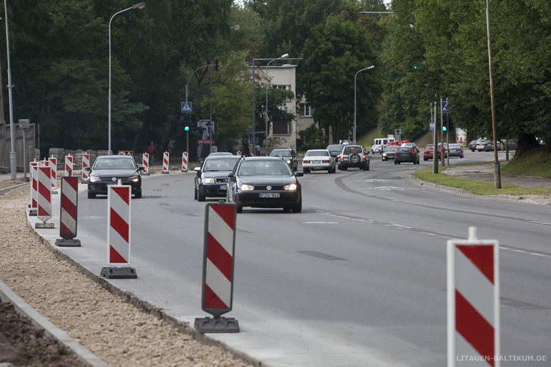 Verkehr und Baustelle in Vilnius